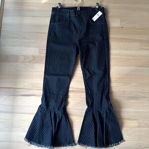 BNWT Anthro Citizens of Humanity Drew Flounce High Rise Blue Pinstripe Jeans